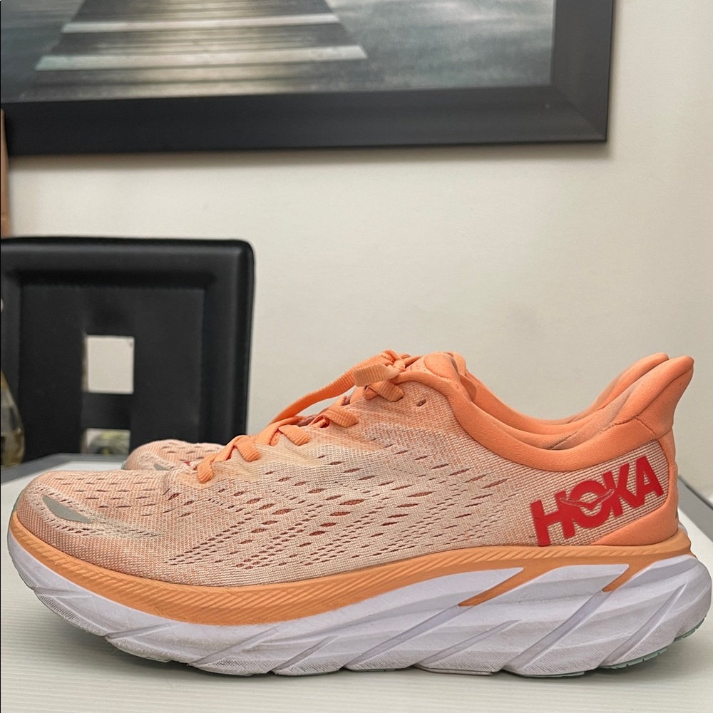 Hoka Peach Orange Women's Athletic Running Shoes